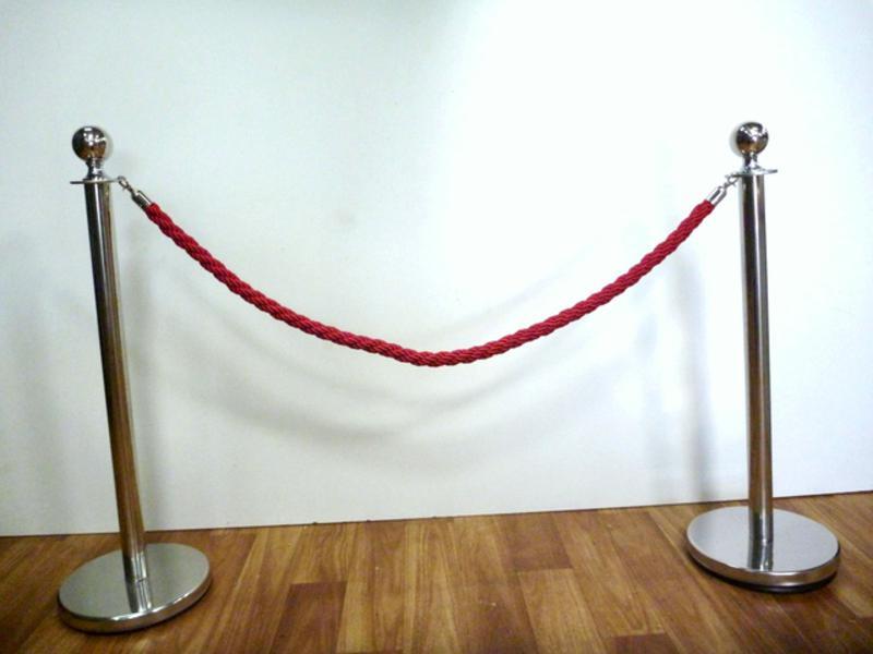 10 Stainless Steel Queue Barrier Bollard Posts & 9 Silky Twist Braided Ropes Package Deal
