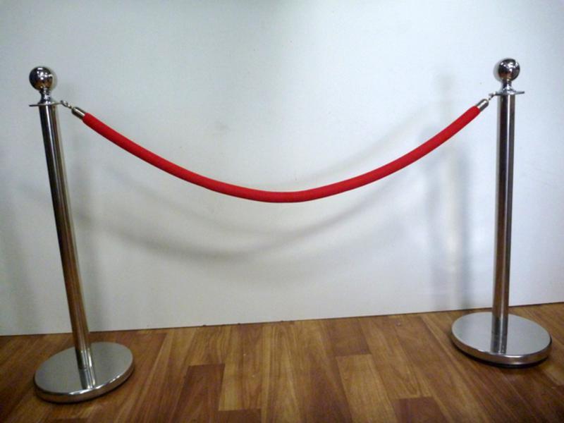 10 Stainless Steel Stanchion Queue Barrier Bollard Posts and 9 Velvet Cord Ropes Package Deal