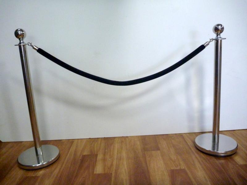 10 Stainless Steel Stanchion Queue Barrier Bollard Posts and 9 Velvet Cord Ropes Package Deal