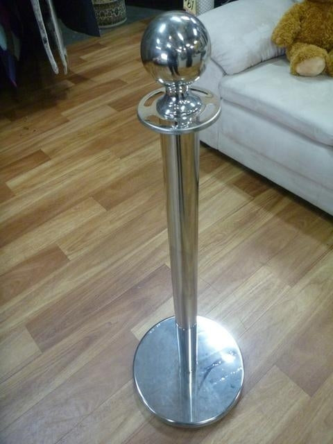 10 Stainless Steel Stanchion Queue Barrier Bollard Posts and 9 Velvet Cord Ropes Package Deal