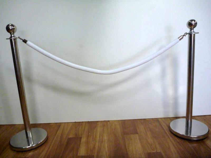10 Stainless Steel Stanchion Queue Barrier Bollard Posts and 9 Velvet Cord Ropes Package Deal