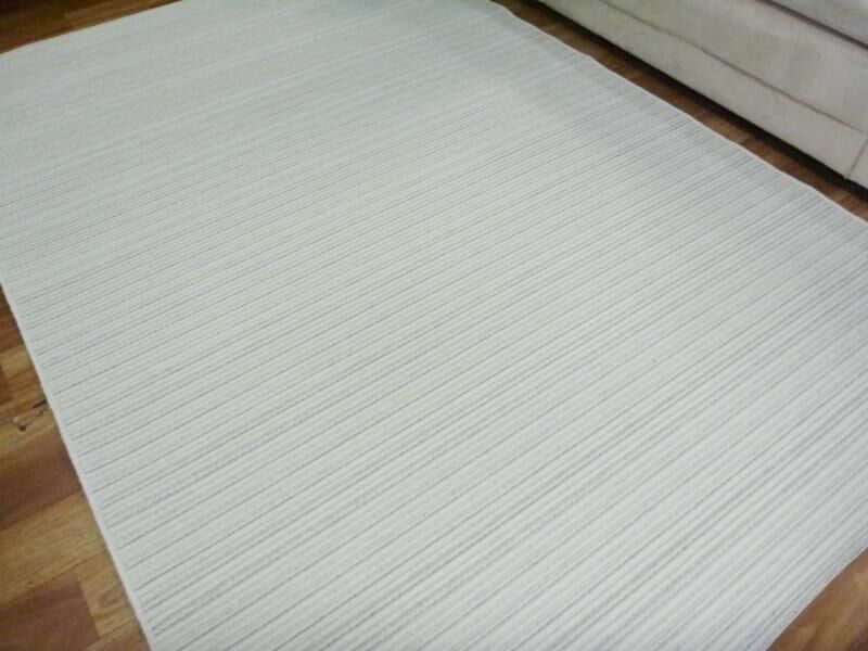Unique Ridges Lines Cream 160x230cm Woolen Flatweave Floor Area Woven Rugs