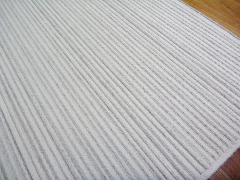Unique Ridges Lines Cream 160x230cm Woolen Flatweave Floor Area Woven Rugs