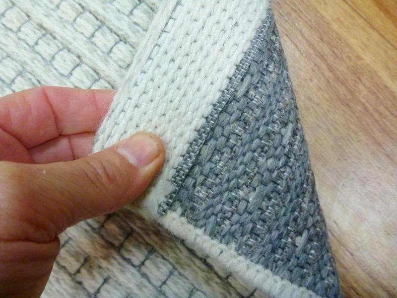 Unique Ridges Cream Grey Stitches 160x230cm Woolen Flatweave Floor Area Woven Rugs