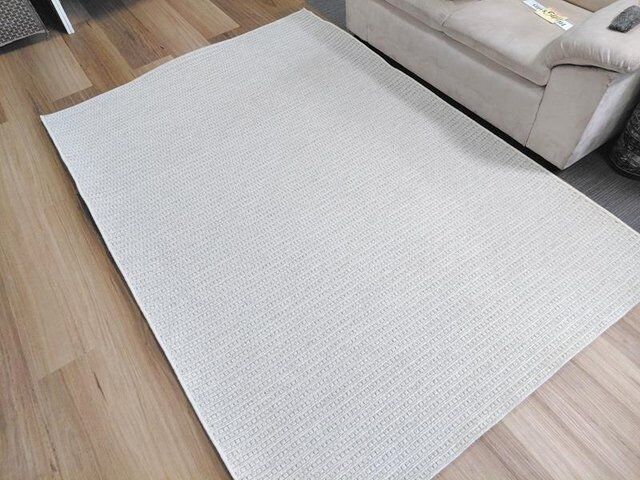 Unique Ridges Cream Grey Stitches 160x230cm Woolen Flatweave Floor Area Woven Rugs