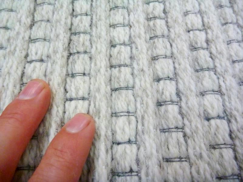 Unique Ridges Cream Grey Stitches 160x230cm Woolen Flatweave Floor Area Woven Rugs