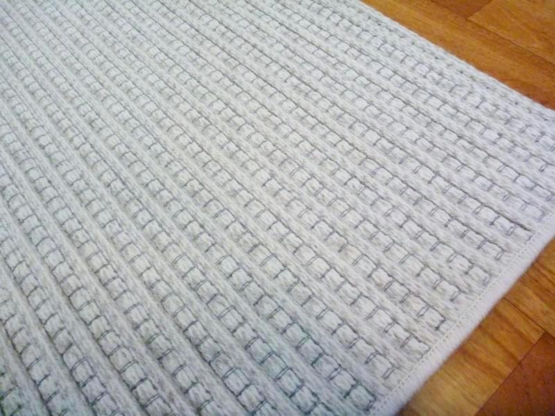 Unique Ridges Cream Grey Stitches 160x230cm Woolen Flatweave Floor Area Woven Rugs
