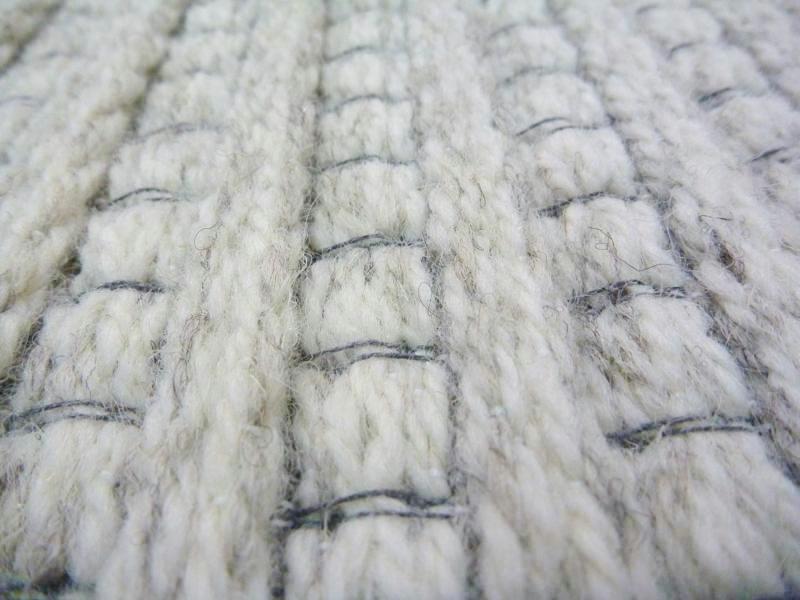Unique Ridges Cream Grey Stitches 160x230cm Woolen Flatweave Floor Area Woven Rugs