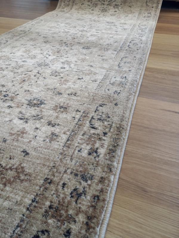 Persian Wash Design Hall Runner Chorus Beige Allover 80cm wide by the meter Soft Feel