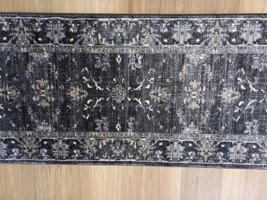 Persian Design Hall Runner Chorus Charcoal Grey Allover 80cm wide by the meter Soft Feel