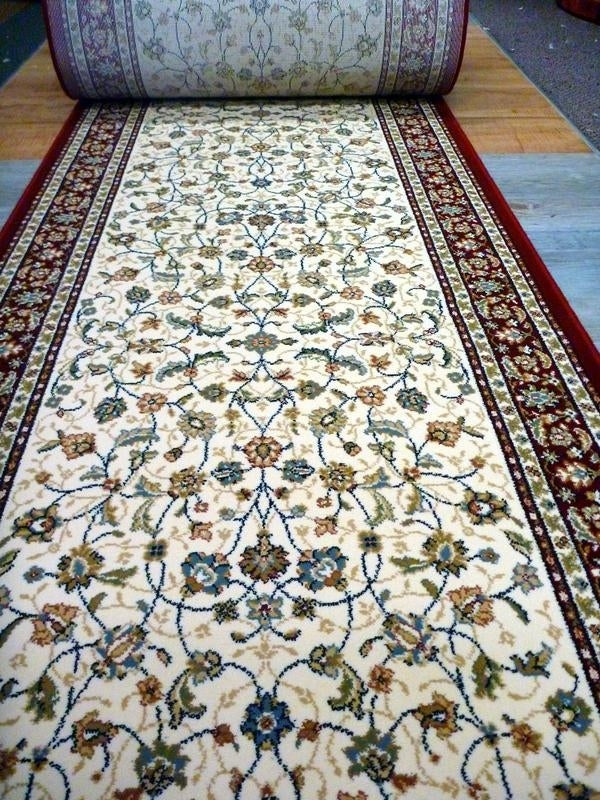 Persian Design Hall Runner by the Meter 80cm or 100cm Wide Cream Red Elite Soft High Quality