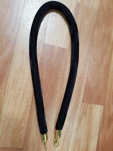 Velvet Rope with Gold Hook End 32mm x 1.5M Bollard Queue Crowd Control Stanchion Red or Black