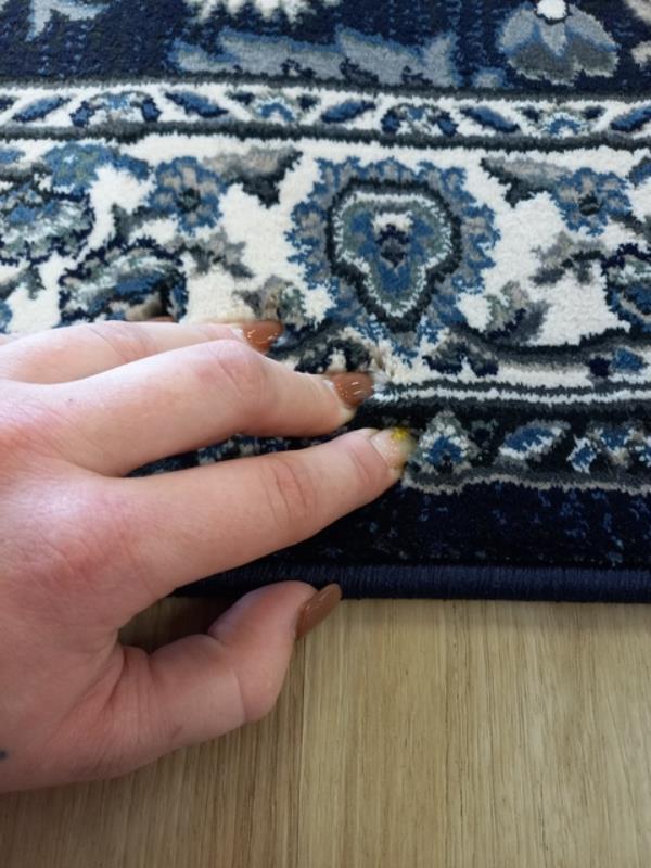 Hall Runner 80cm Wide Heritage Navy Detailed Allover Pattern by the Meter Soft Feel Pile