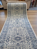 Persian Design Hall Runner Chorus Cream Blue Allover Detailed 80cm wide by the meter Soft Feel