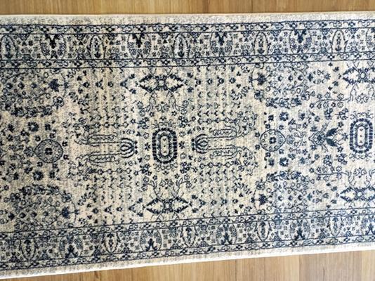 Persian Design Hall Runner Chorus Cream Blue Allover Detailed 80cm wide by the meter Soft Feel