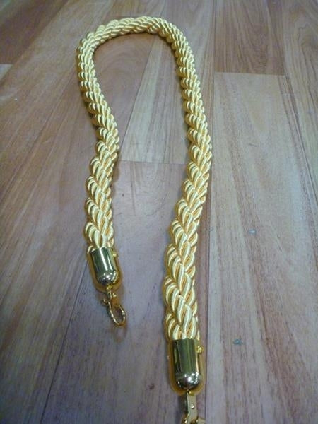Silky Twist Braided Rope 32mm x 1.5m Gold End for Barrier Crowd Control Bollards Gold Black or Red