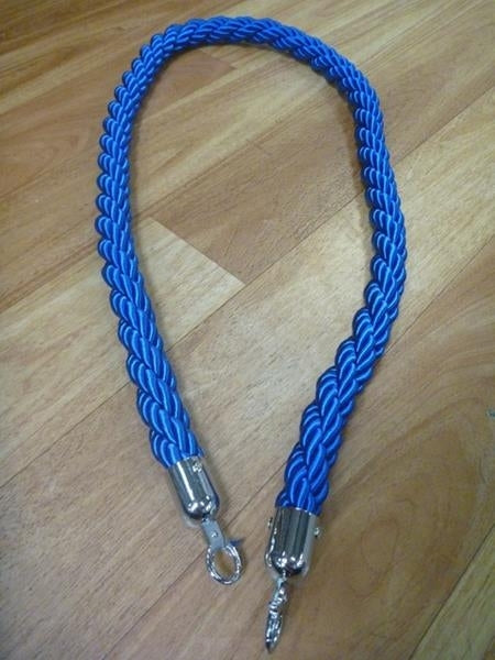 Silky Braided Rope 32mm x 1.5m Silver End for Barrier Crowd Bollards Red Gold Black Blue White or Silver