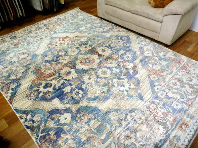 Worn Look Persian Design Warm Beige Floral Diamond High Quality Floor Area Rugs