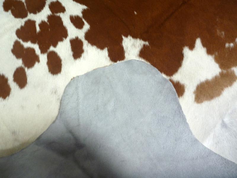 Beautiful Natural Cow Hide Solid White Brown Area Floor Rugs 164x177cm