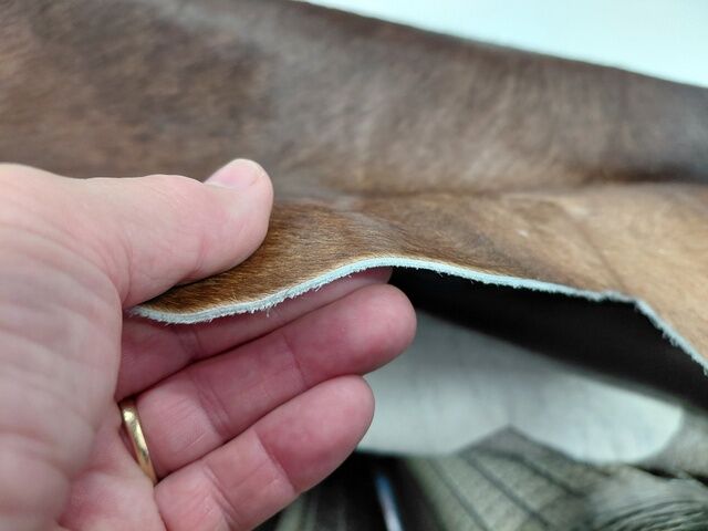 Beautiful Natural Cow Hide Dark Brown Area Floor Rugs 169x179cm