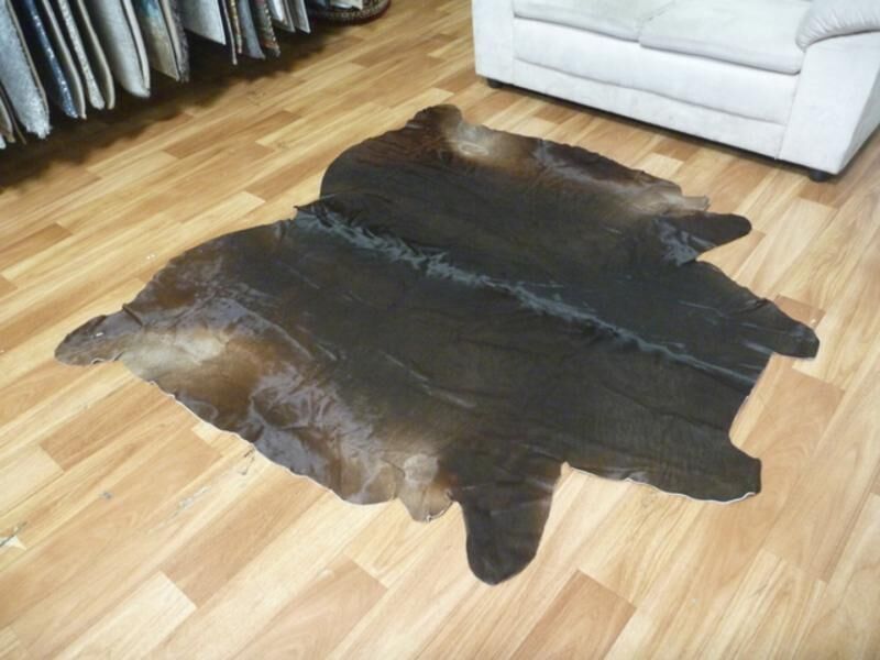 Beautiful Natural Cow Hide Dark Brown Area Floor Rugs 169x179cm