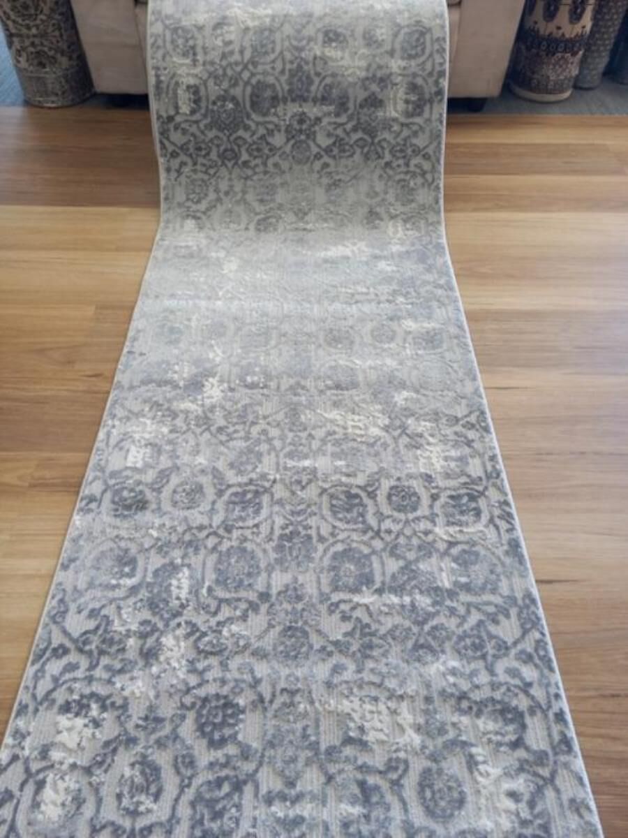 Super Soft France 80cm Wide Hall Runner Grey Persian Design Allover by the Meter
