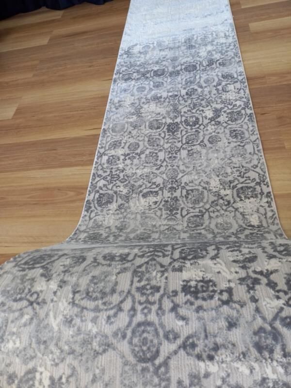 Super Soft France 80cm Wide Hall Runner Grey Persian Design Allover by the Meter