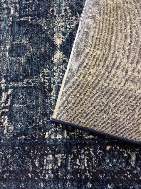 Persian Wash Design Hall Runner Chorus Navy Medallions 80cm wide by the meter Soft Feel