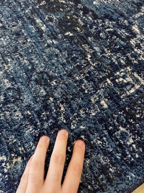 Persian Wash Design Hall Runner Chorus Navy Medallions 80cm wide by the meter Soft Feel