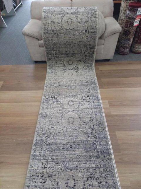 Persian Wash Design Hall Runner Chorus Cream Medallions 80cm wide by the meter Soft Feel