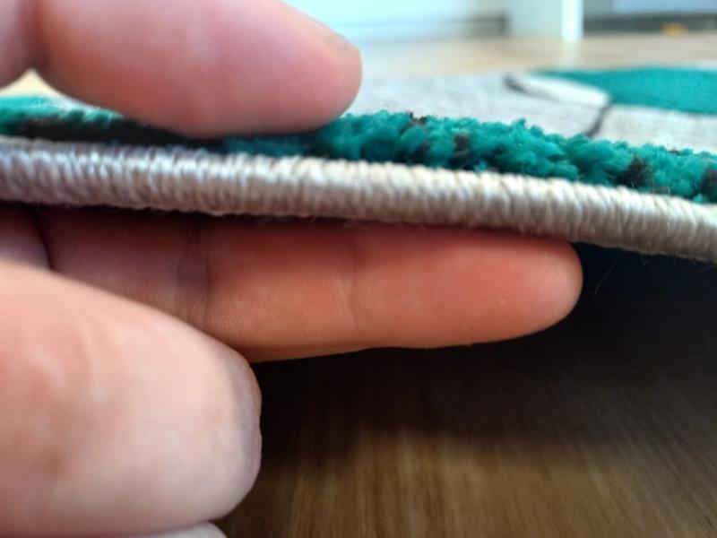 Hall Runner 80cm wide by the Meter Grey Teal Green Waves 14mm Thick Diamond