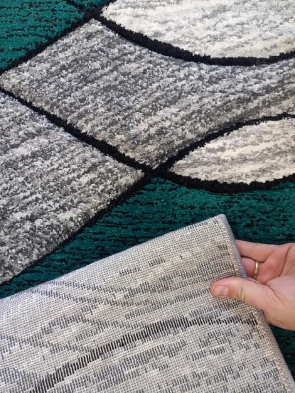 Hall Runner 80cm wide by the Meter Grey Teal Green Waves 14mm Thick Diamond