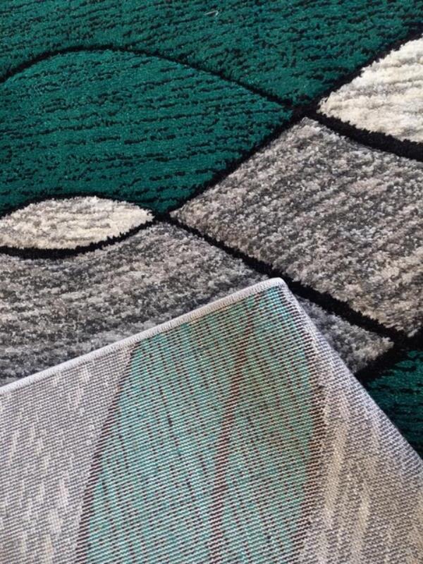 Hall Runner 80cm wide by the Meter Grey Teal Green Waves 14mm Thick Diamond
