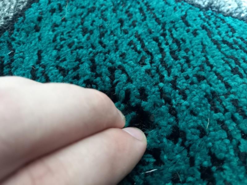 Hall Runner 80cm wide by the Meter Grey Teal Green Waves 14mm Thick Diamond