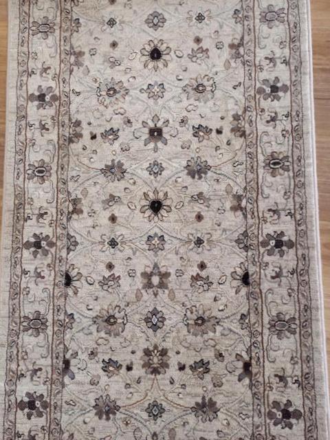 Hall Runner by the meter High Quality Imagination Allover Beige Taupe Persian Design 13mm Thick