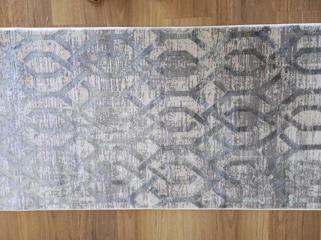 Super Soft Fibers Raj Links Silver Green Blue 80cm Wide by the Meter Hall Runner