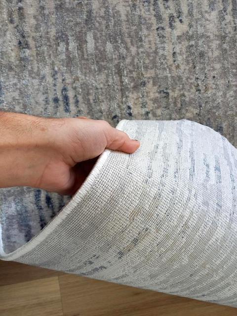 Super Soft Fibers Lines Raj Cream Blue 80cm Wide by the Meter Hall Runner