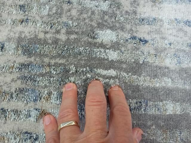 Super Soft Fibers Lines Raj Cream Blue 80cm Wide by the Meter Hall Runner