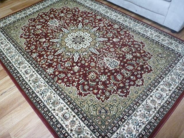 Persian Medallion Rabagh Burgundy Soft Feel 12mm Thick High Quality Floor Area Rug
