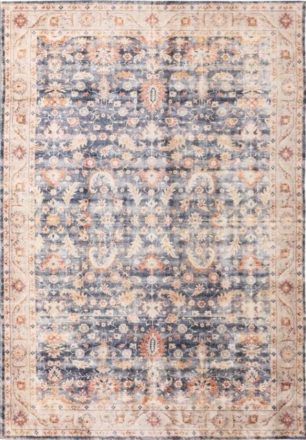 Traditional Vandenberg Printed Design Aged Allover Blue Beige Floor Area Rugs