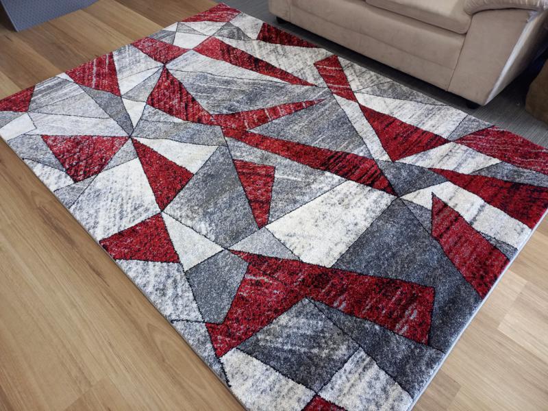 Aurora Grey Red Prisms 14mm Thick Modern Design Floor Area Rugs