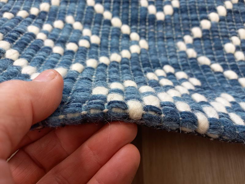 Flatwoven Wool Hazelmere Design Diamonds Blue Floor Area Rugs and Runners