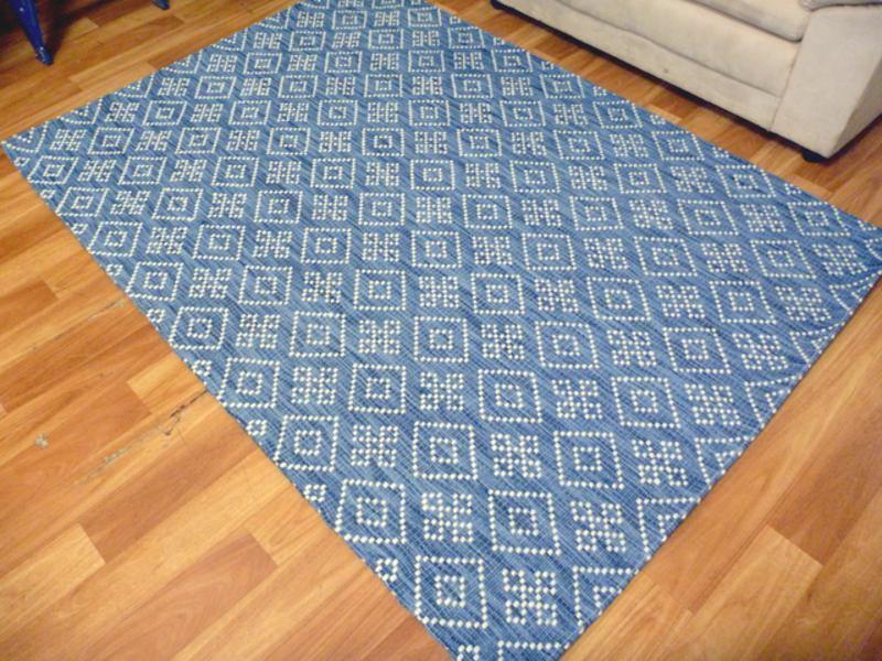 Flatwoven Wool Hazelmere Design Diamonds Blue Floor Area Rugs and Runners