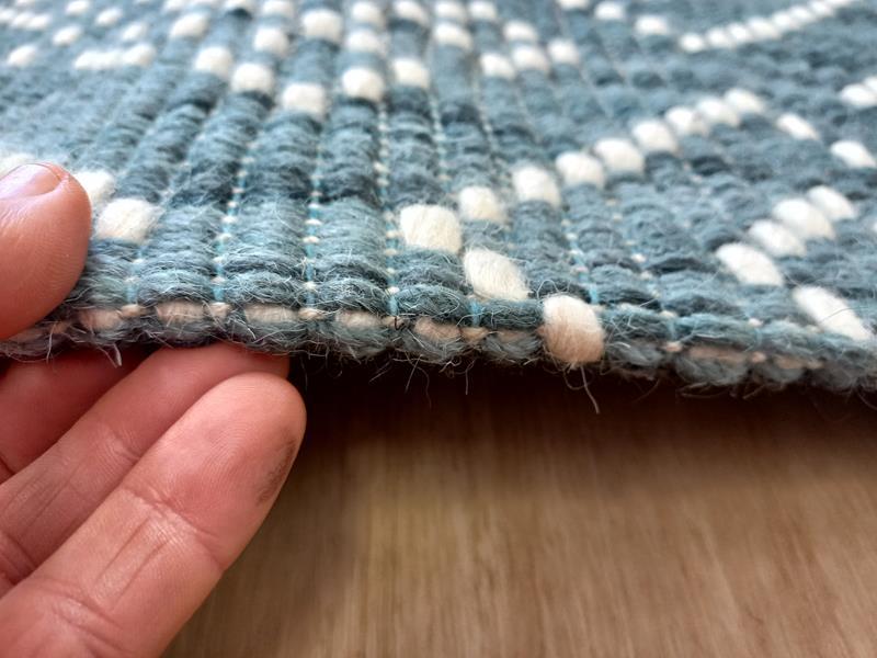 Flatwoven Wool Hazelmere Design Diamonds Grey Teal Floor Area Rugs and Runners
