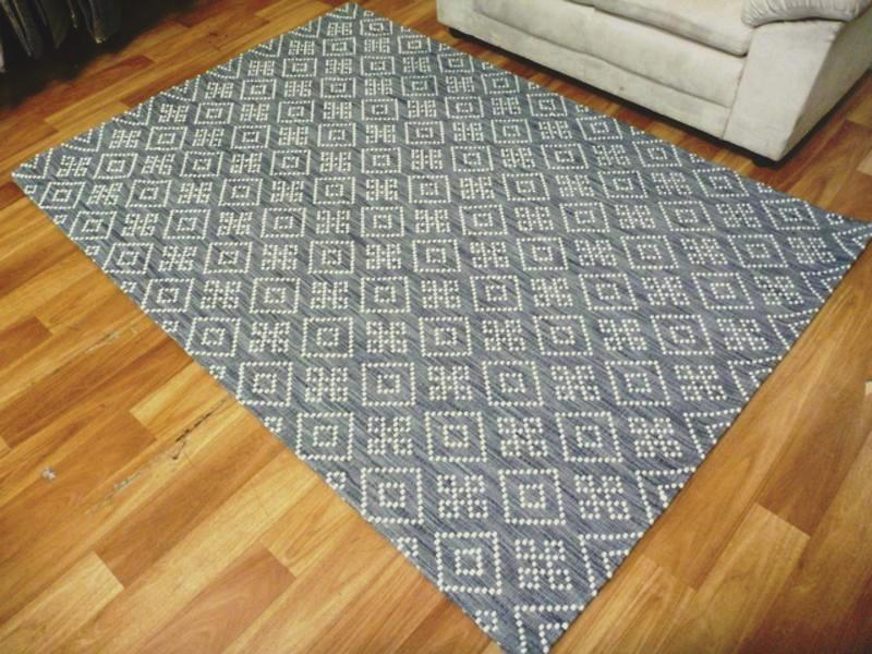Flatwoven Wool Hazelmere Design Diamonds Grey Floor Area Rugs and Runners