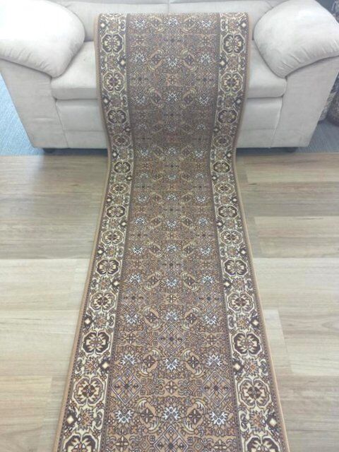Clearance Hall Runners Genesis Beige Rubber Backed 67cm Wide End of Roll Edged