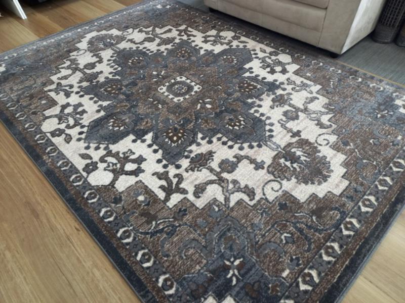 Persian Soft Heat-set Polypropylene Medallion Cream Taupe Cannon 12mm Thick Floor Rugs