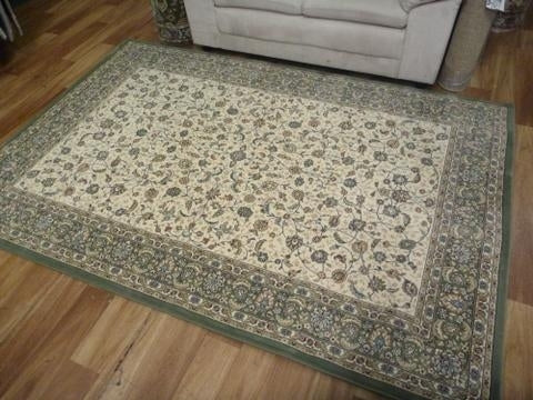 Elite Cream Green Border Persian Look Design Soft High Quality Floor Area Rugs