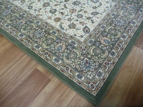 Elite Cream Green Border Persian Look Design Soft High Quality Floor Area Rugs