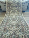 Persian Design Hall Runner by the Meter 80cm or 100cm Wide Beige Elite Bakhtiari Soft High Quality